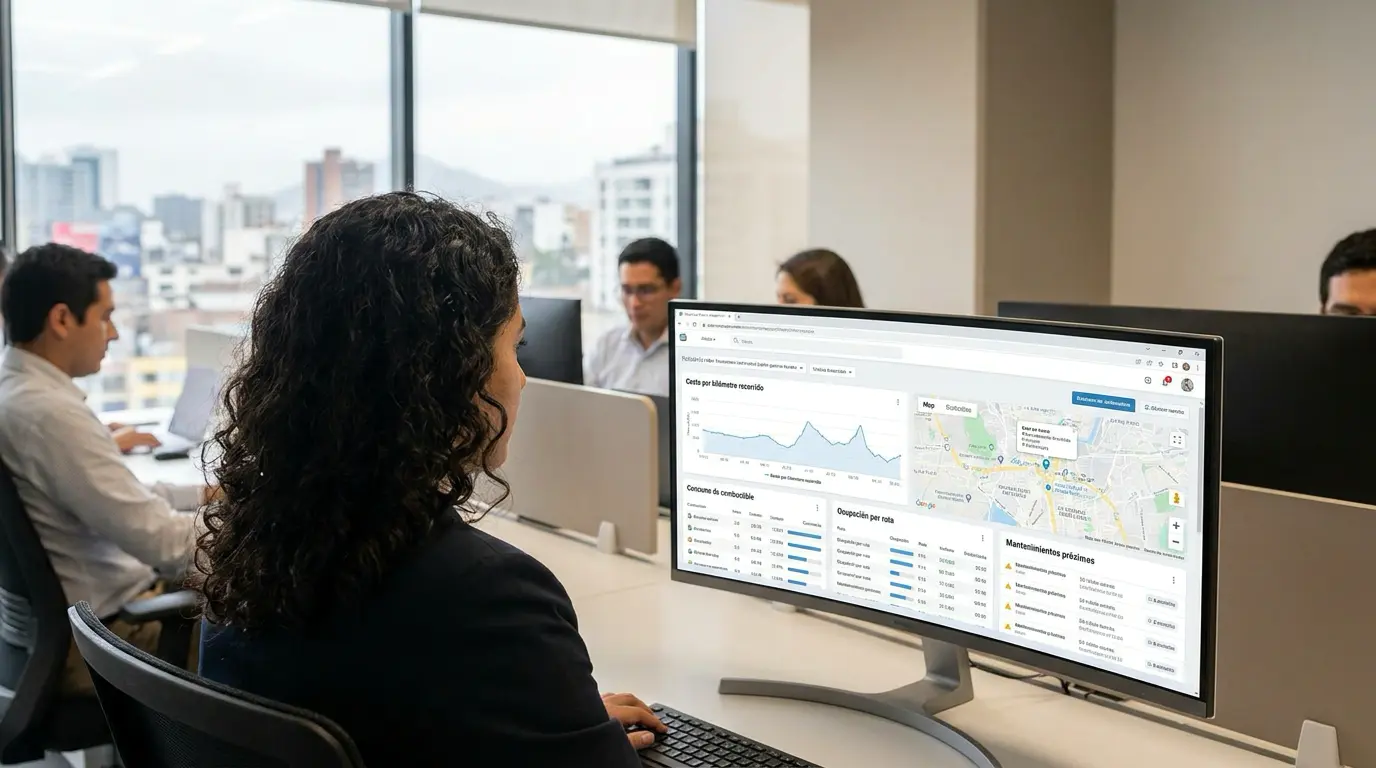 Cómo reducir costos operativos en tu empresa de transporte 3 Dashboard de gestión de flota para reducir costos operativos en transporte