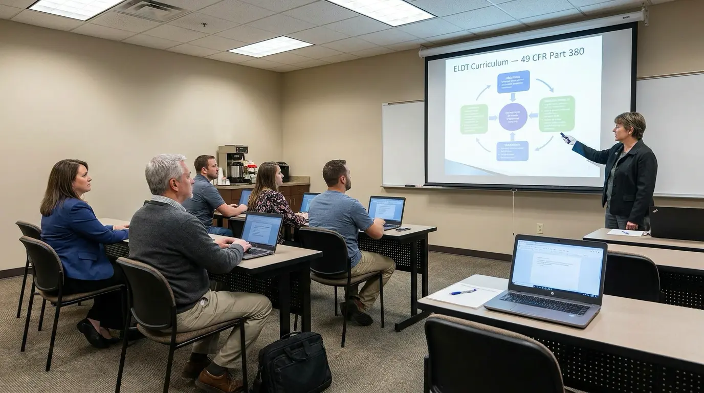 What Does a Bus Driver Training Program Include? 1 ELDT theory instruction session for commercial driver license candidates