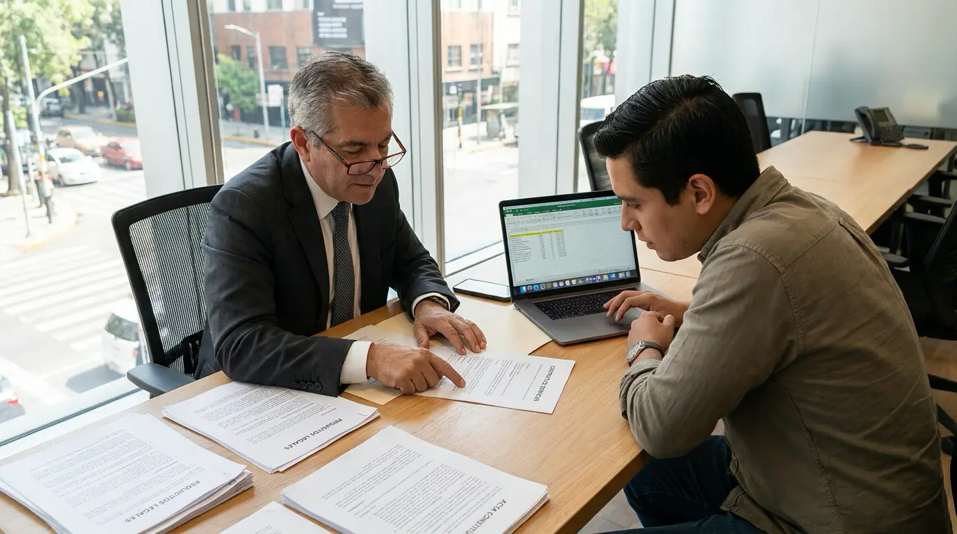 Asesor y emprendedor revisan los requisitos para formar una empresa de transporte interprovincial