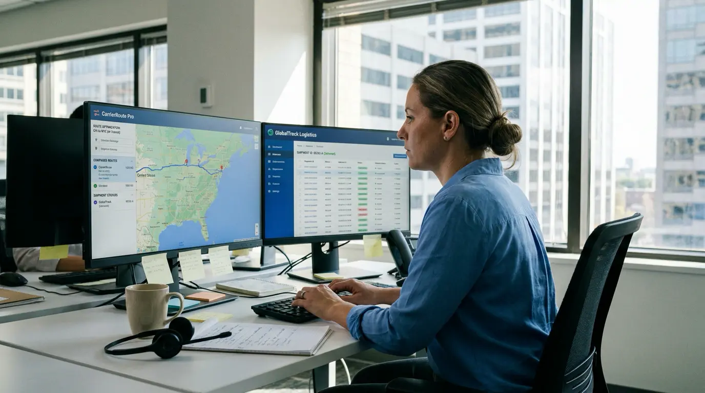 What Is a Transport Management System (TMS)? 1 Dispatcher using TMS software to compare routes and track shipments