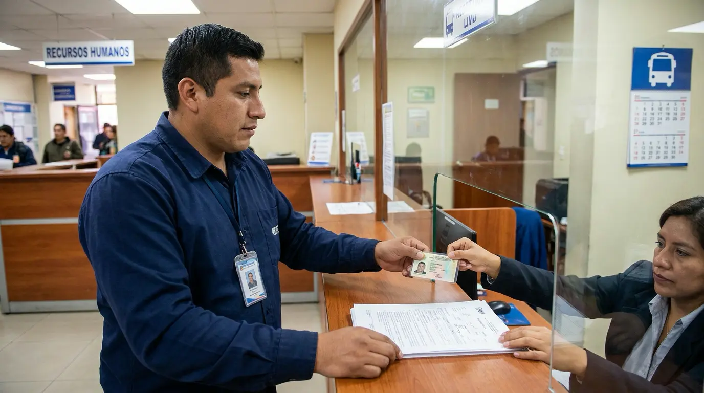 Conductor entrega su licencia para la verificación del récord de conductor antes de ser contratado