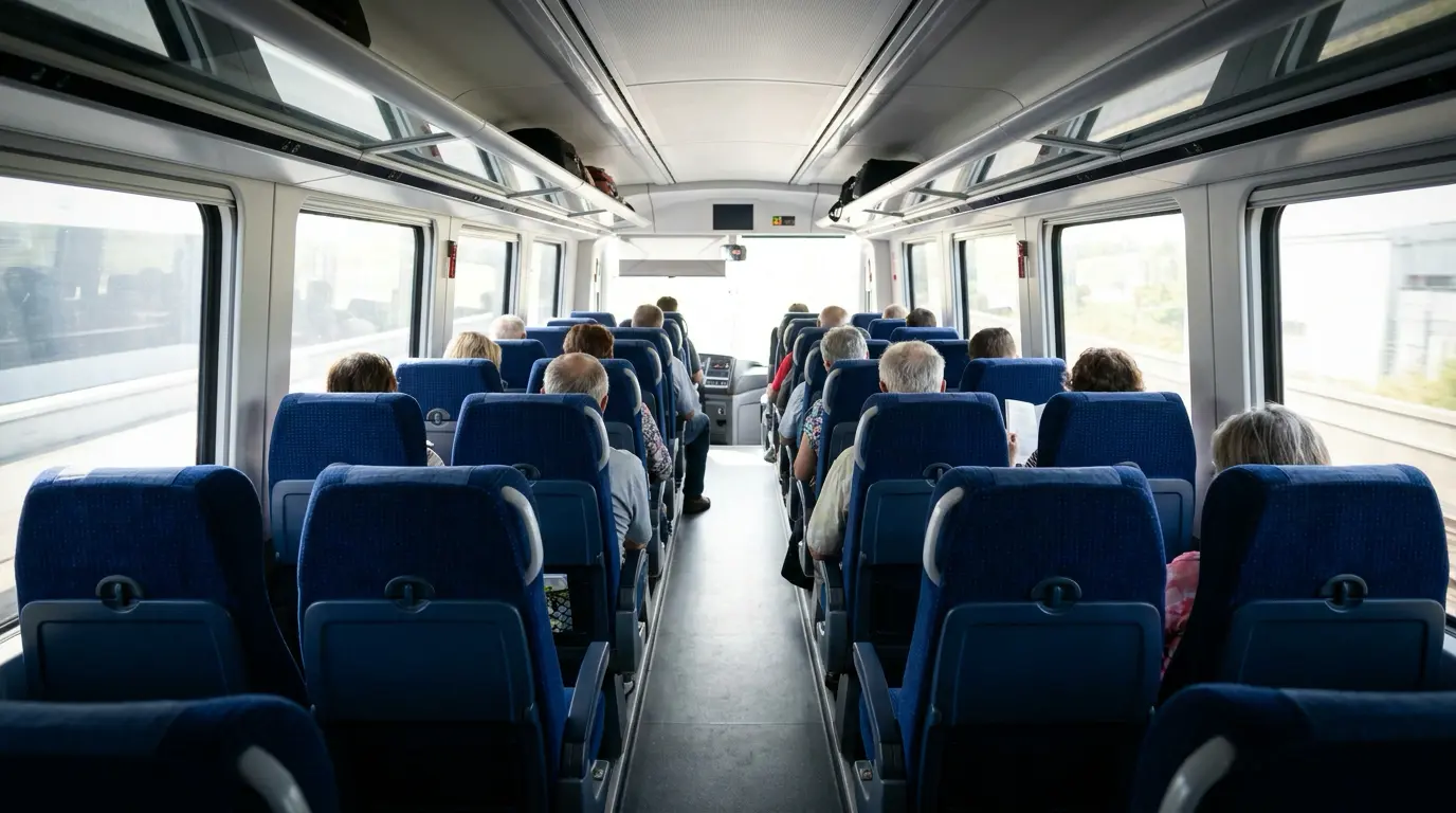 The Most Important Transportation KPIs Every Operator Should Track 2 Half-occupied coach interior illustrating load factor as a revenue KPI for bus operators