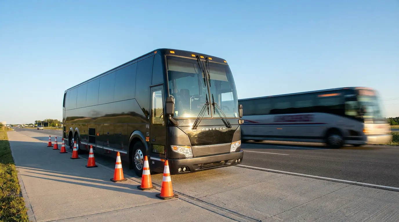 Bus interprovincial detenido en un control de carretera durante la fiscalización